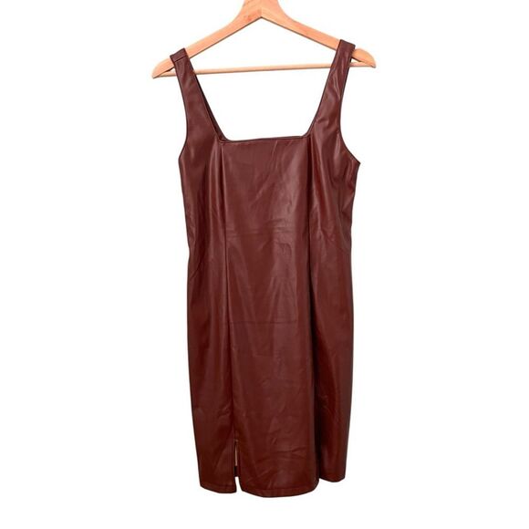 Jolie & Joy Brown Faux Leather Sleeveless Mini Dress in Size Medium - Picture 5 of 10